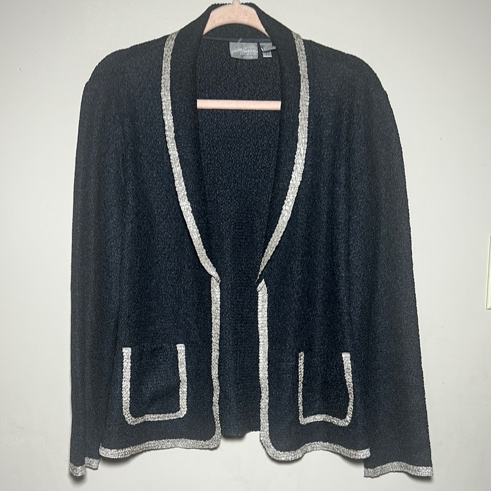 Chicos Travelers Black‎ Tan Lightweight Blazer | 0